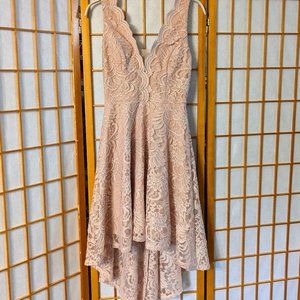 Blush Rosé Pink- Formal High-Low Tank Sleeve Dress